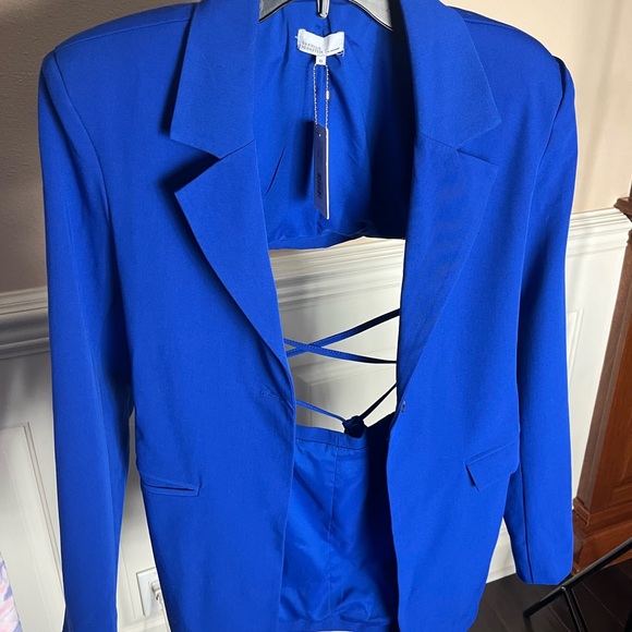 NWT Danielle Bernstein Blue Tie Blazer - Picture 6 of 7